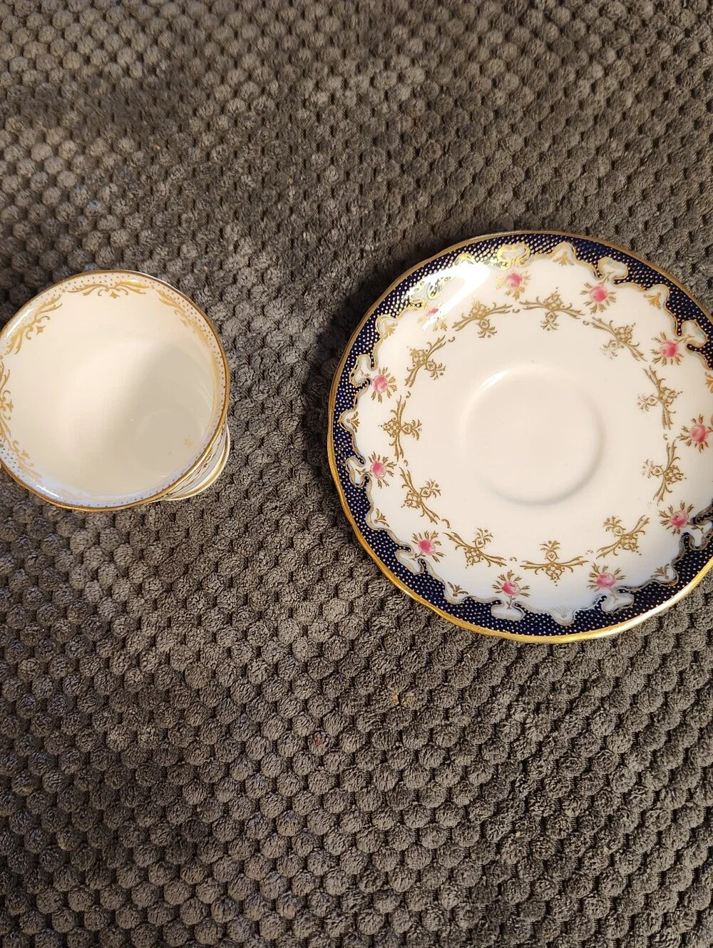 Rare Antique Wedgwood England Demitasse Cup Saucer Pattern X4854 Cobalt & Rose